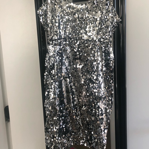 Silver sequin mini bodycon dress - M - Picture 2 of 5